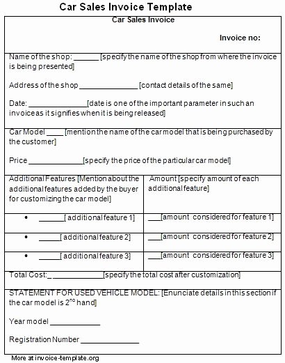 Motel 6 Receipt Template Inspirational Car Sales Invoice Template Free