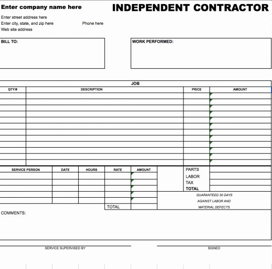 Motel 6 Receipt Template Lovely Contractor Invoice Template Free