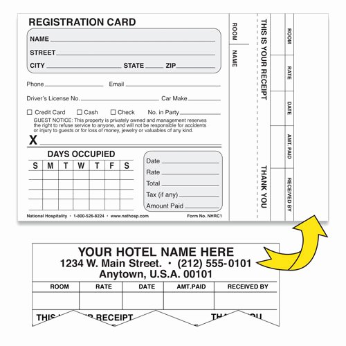 Motel 6 Receipt Template Luxury Custom Imprinted Registration Cards