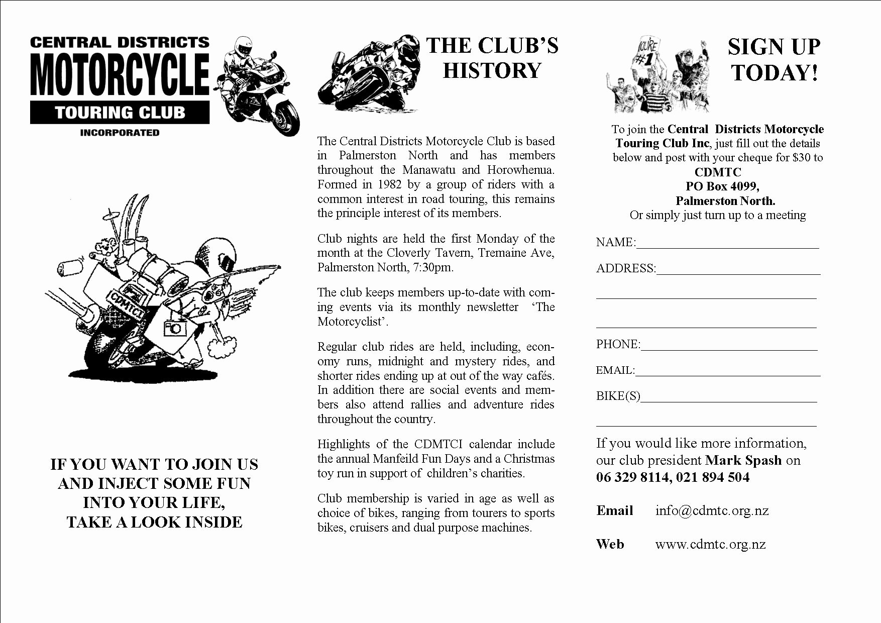 Motorcycle Club Application form Elegant Contact