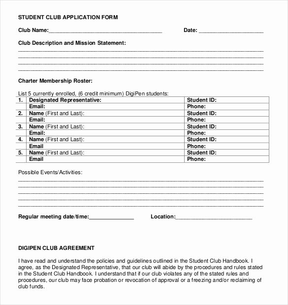 Motorcycle Club Application form Fresh 15 Sample Club Application Templates Pdf Doc