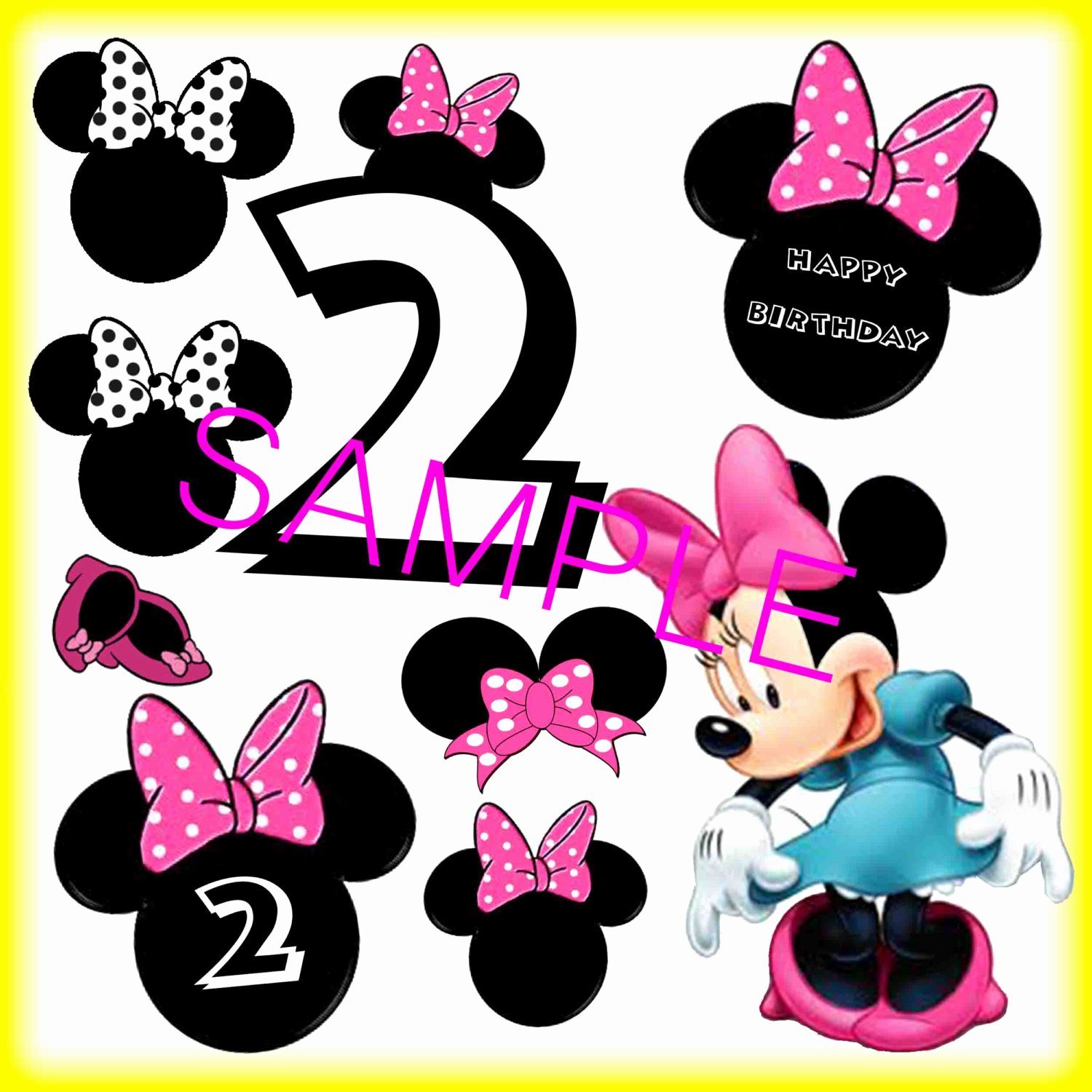 Mouse Cut Out Beautiful Digital Download Minnie Mouse 2nd Birthday Cut Outs Print