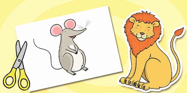 Mouse Cut Out Beautiful the Lion and the Mouse Story Cut Outs Cut Outs Story Lion