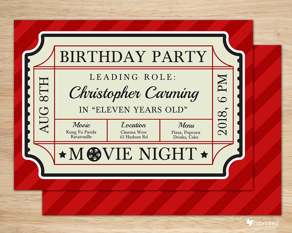 Movie Ticket Birthday Invitation Awesome Classic Movie Ticket Birthday Party Invitation Birthday