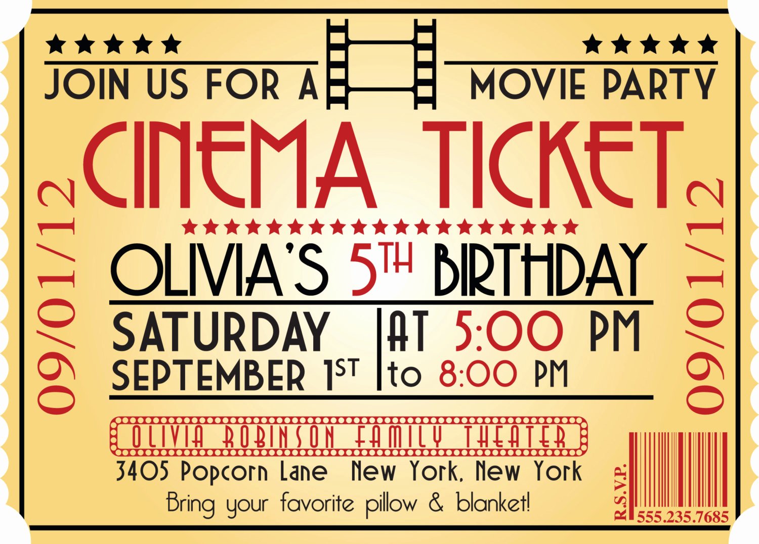 Movie Ticket Birthday Invitation Awesome Movie Ticket Birthday Invitations Ideas – Bagvania Free