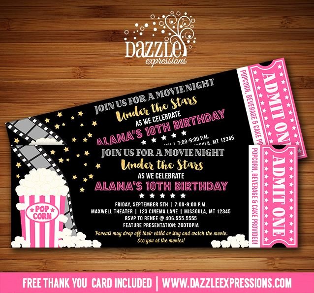 Movie Ticket Birthday Invitation Elegant Best 25 Movie Night Invitations Ideas On Pinterest