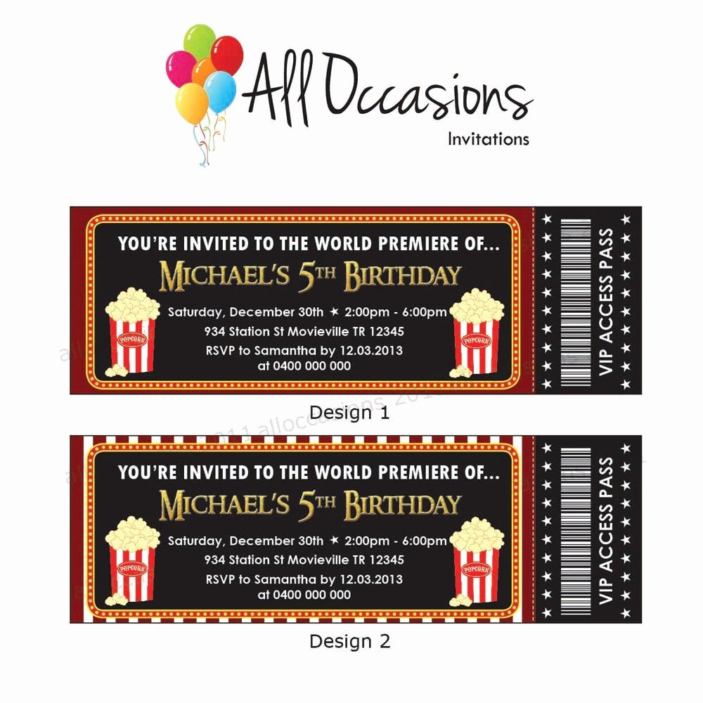 Movie Ticket Birthday Invitation Elegant Etsy Your Place to and Sell All Things Handmade