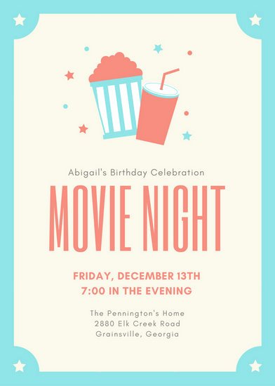 Movie Ticket Invitation Template Awesome Customize 646 Movie Night Invitation Templates Online Canva