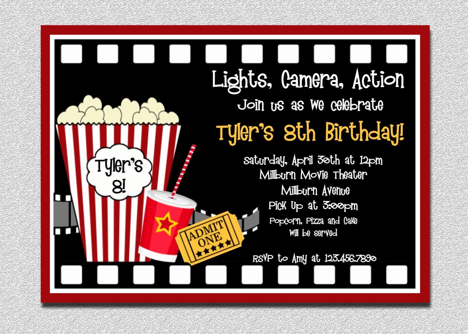 Movie Ticket Invitation Template Awesome Movie Birthday Invitation Movie Night Birthday Party