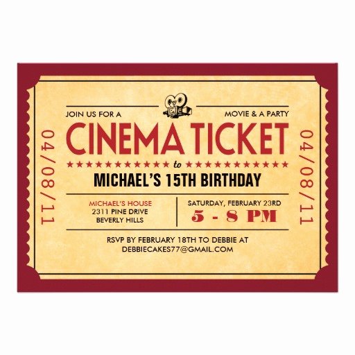 Movie Ticket Invitation Template Elegant Movie Ticket Template