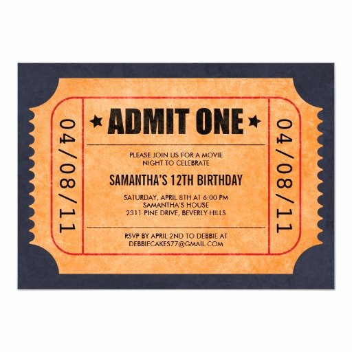 Movie Ticket Invitation Template Free Beautiful Movie Ticket Invitations