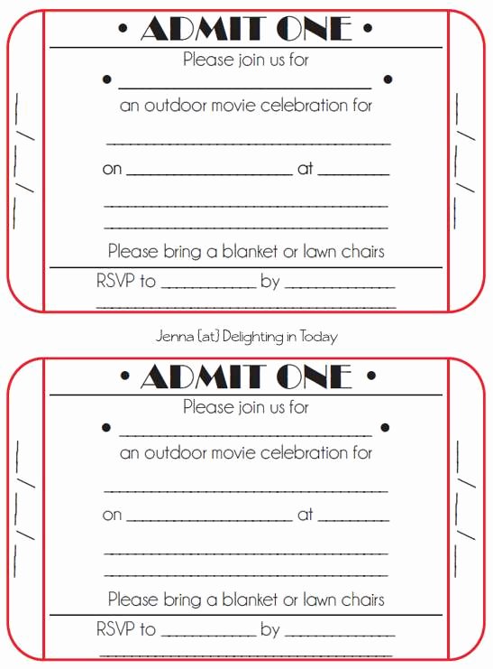 Movie Ticket Invitation Template Free Beautiful Movie Ticket Template