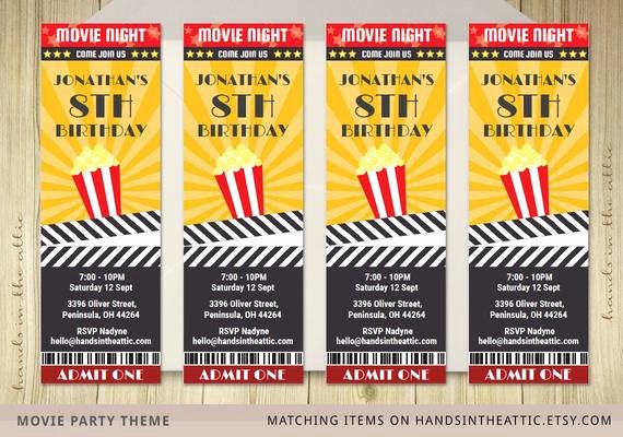 Movie Ticket Invitation Template Free Best Of Movie Ticket Invite Invitation Ticket Film by Handsintheattic