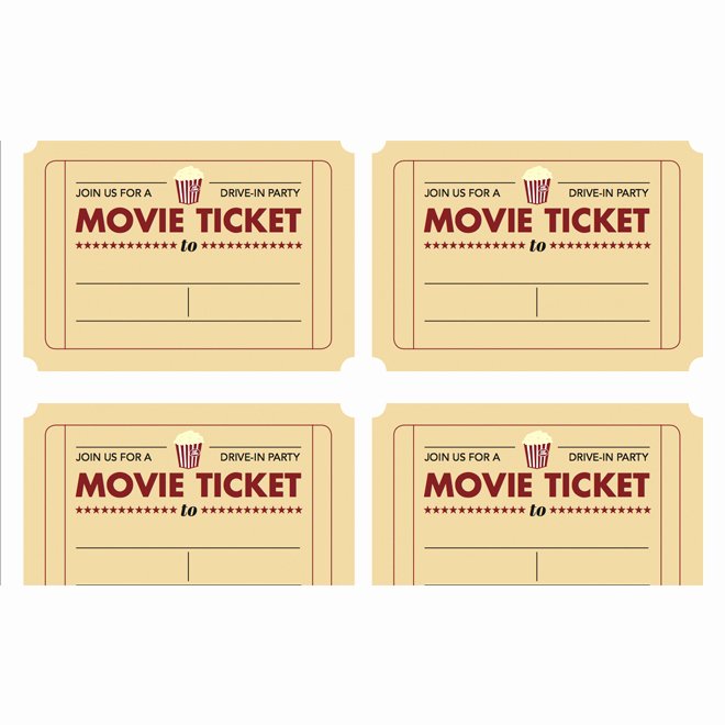 Movie Ticket Invitation Template Free New 7 Best Of Free Printable Blank Movie Tickets Free