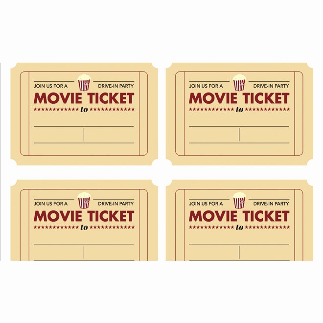 Movie Ticket Invitation Template Free New 7 Best Of Free Printable Blank Movie Tickets Free