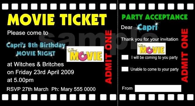 Movie Ticket Invitation Template Inspirational Movie Ticket Birthday Invitations Ideas – Bagvania Free