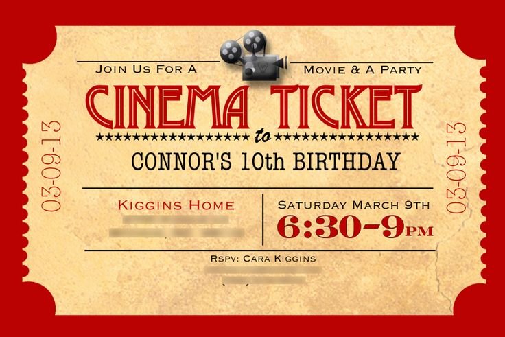 Movie Ticket Invitation Template Inspirational Movie Ticket Template