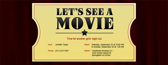 Movie Ticket Invitation Template Lovely Invitations Free Ecards and Party Planning Ideas From Evite
