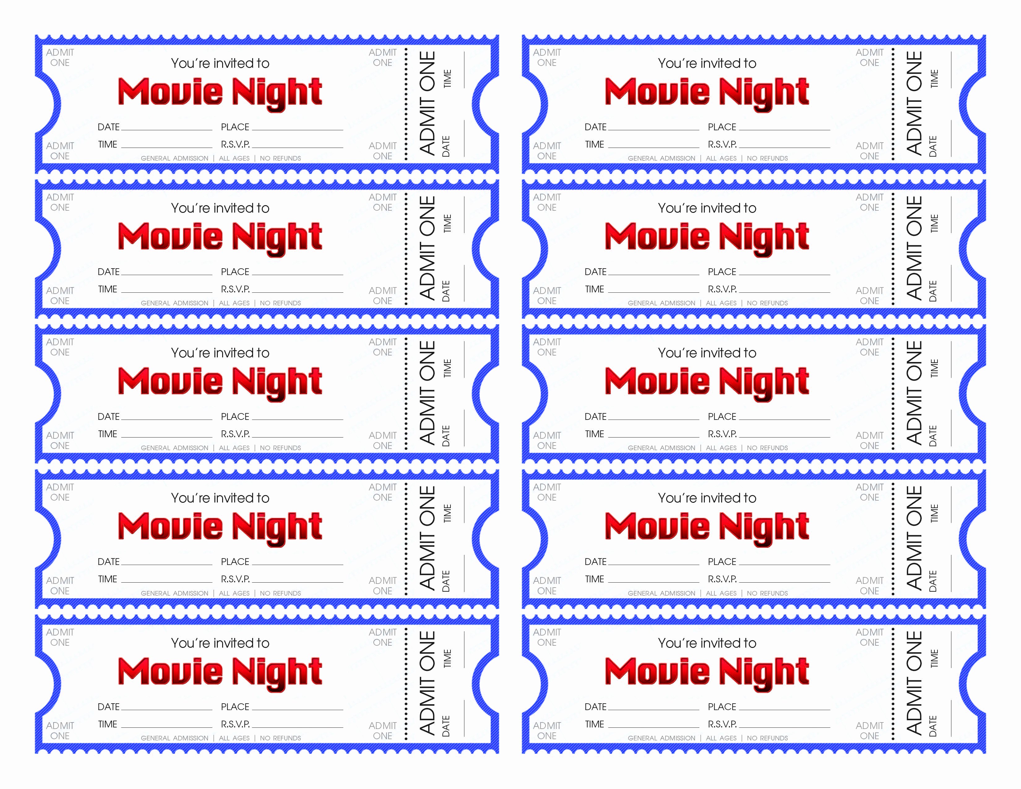 Movie Ticket Template Word Awesome Make Your Own Movie Night Tickets