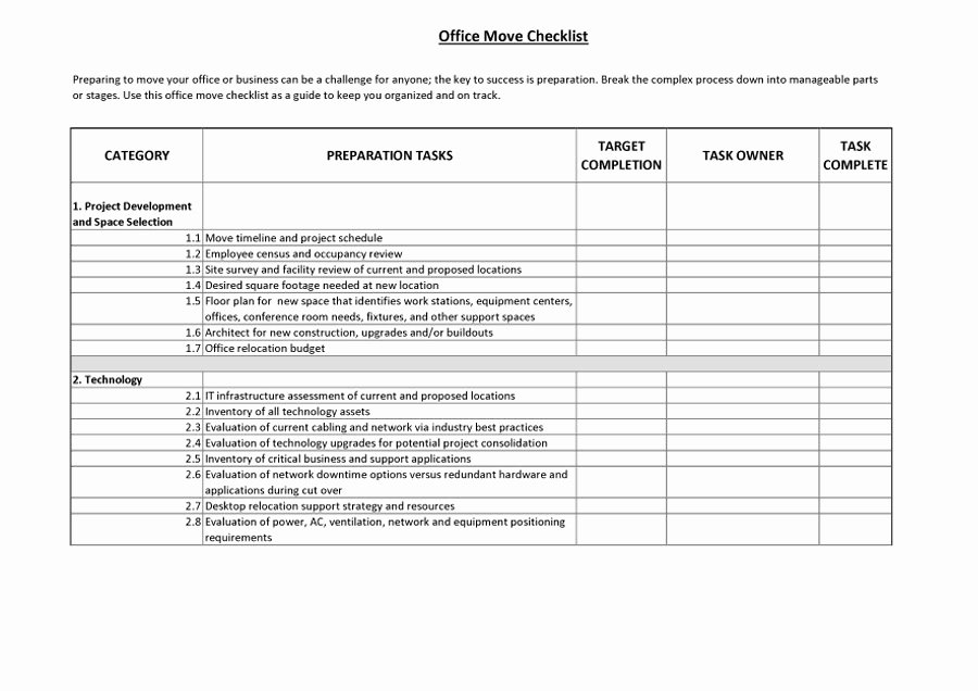 Moving Office Checklist Template Awesome 45 Great Moving Checklists [checklist for Moving In Out