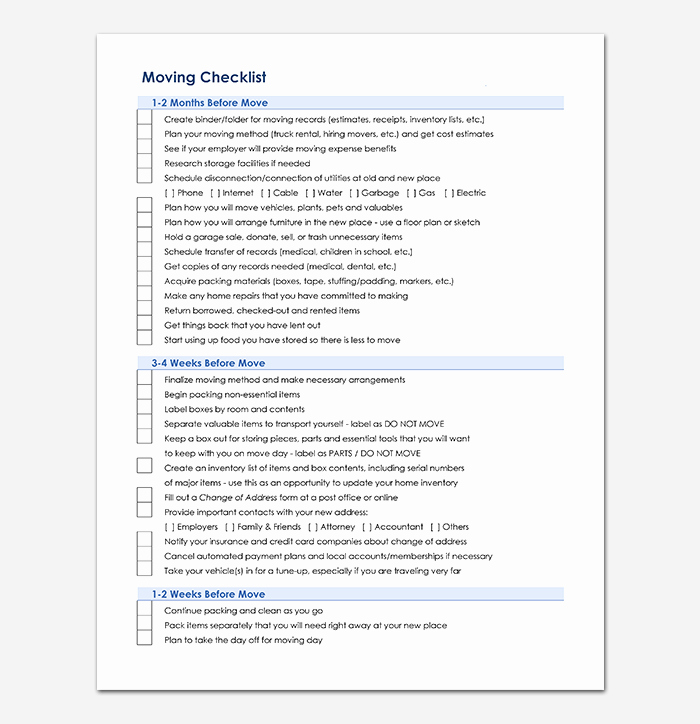 Moving Office Checklist Template Awesome Moving Checklist Template 20 Free Printable for Word