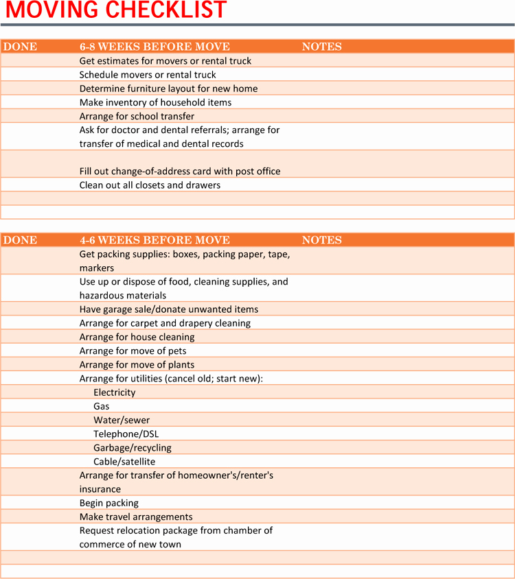 Moving Office Checklist Template Lovely 5 Moving Checklist Templates for Excel Word Ultimate Guide