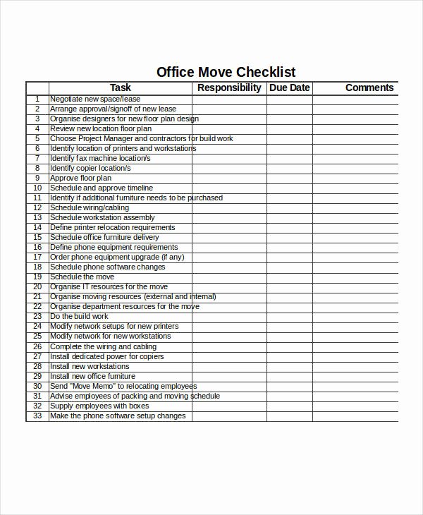 Moving Office Checklist Template Luxury 21 Examples Of Checklists In Excel