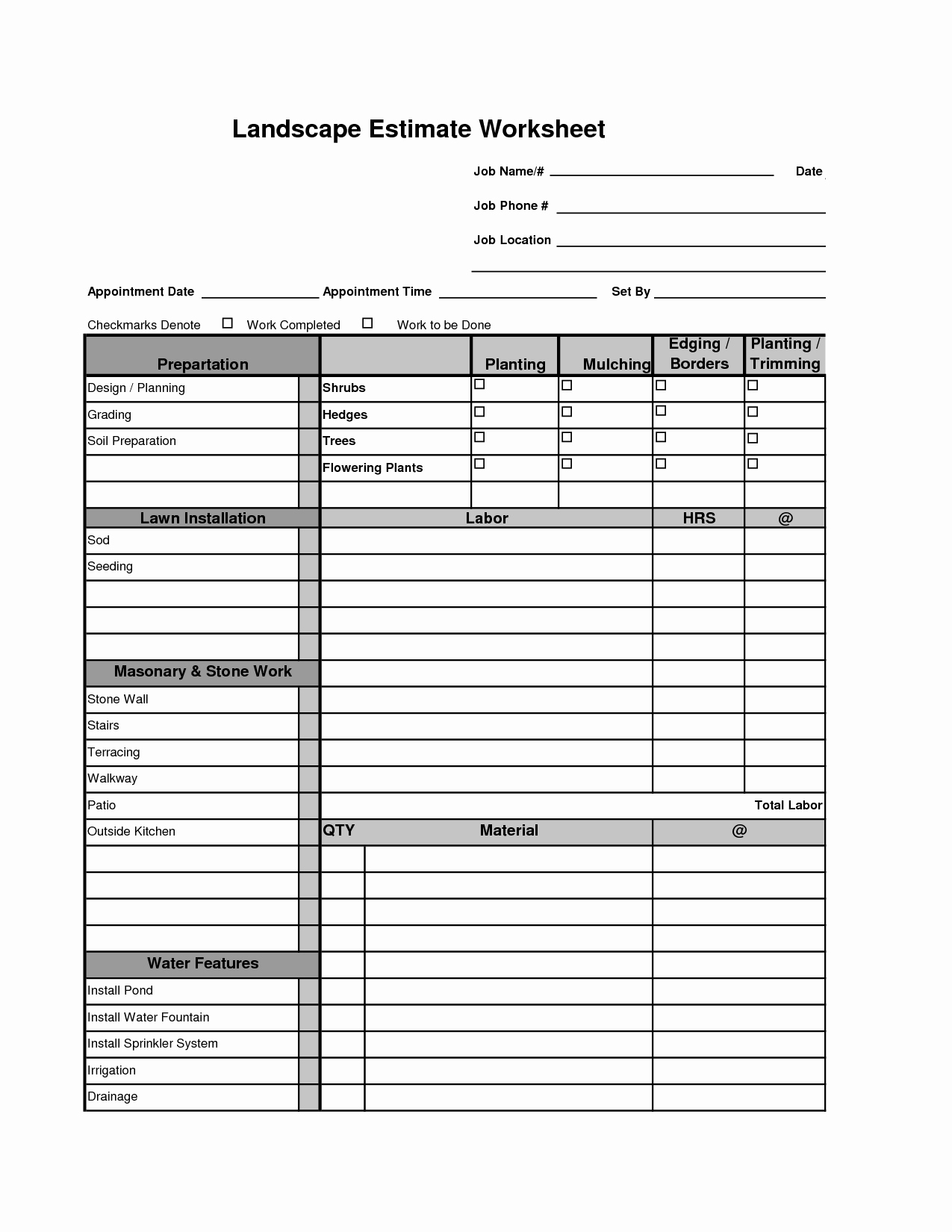 Mowing Schedule Template Beautiful Printable Landscape Bid Templates