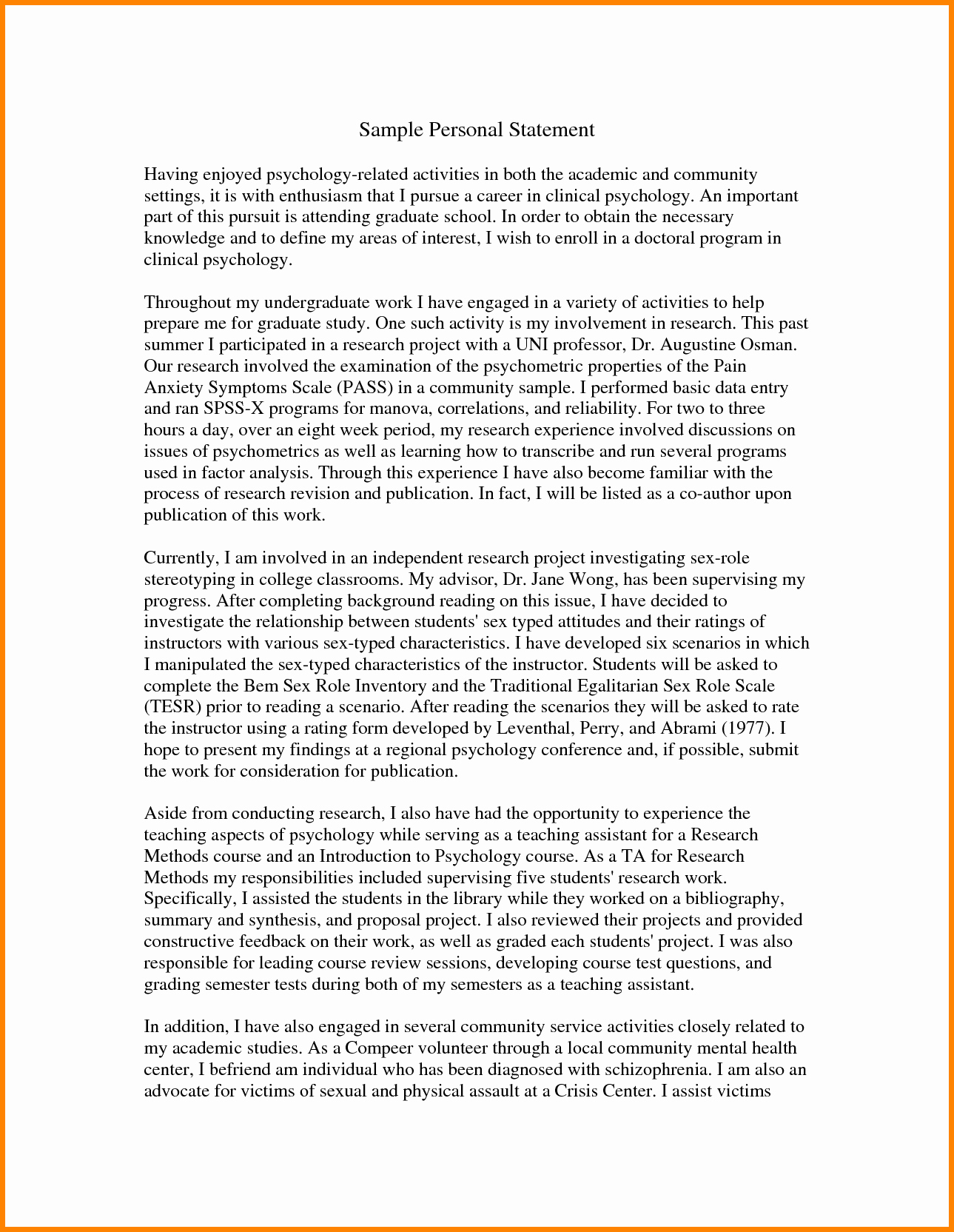 Mpa Personal Statement Sample Awesome 9 Writing A Personal Statement for Grad School