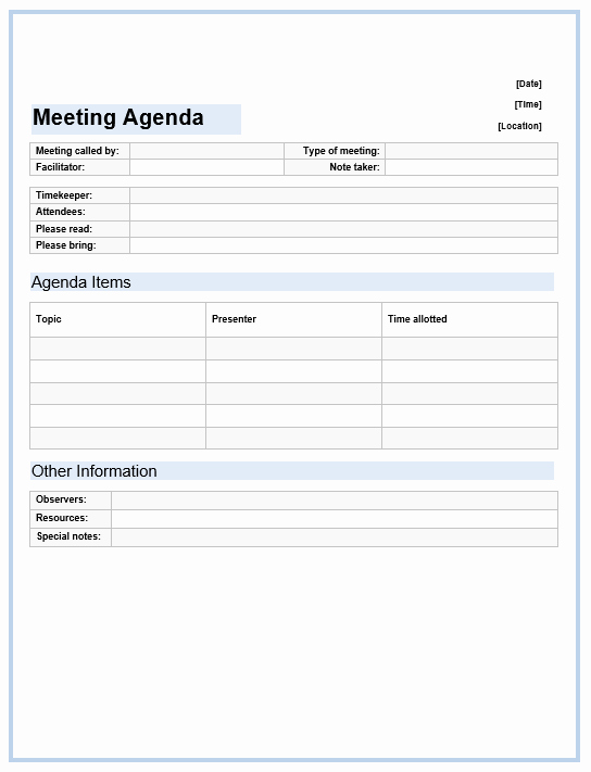 Ms Office Agenda Template Elegant Fice Meeting Agenda Template Microsoft Word Templates