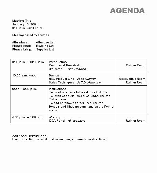 Ms Office Agenda Template New Agenda Wizard Template Microsoft Word Template