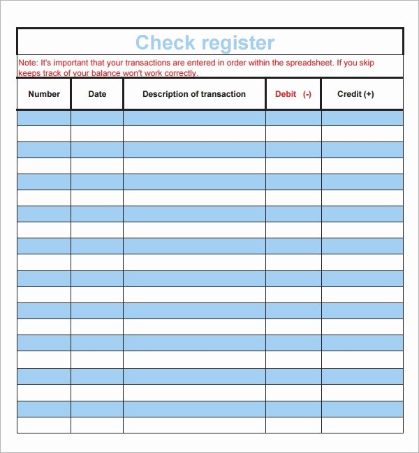 Ms Word Check Printing Template Fresh Sample Check Register Template 7 Documents In Pdf Word