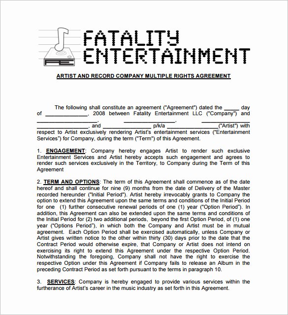 Music Artist Contract Template Awesome 20 Music Contract Templates Word Pdf Google Docs