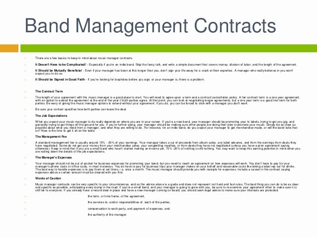 Music Artist Contract Template Best Of Artist Management Contract