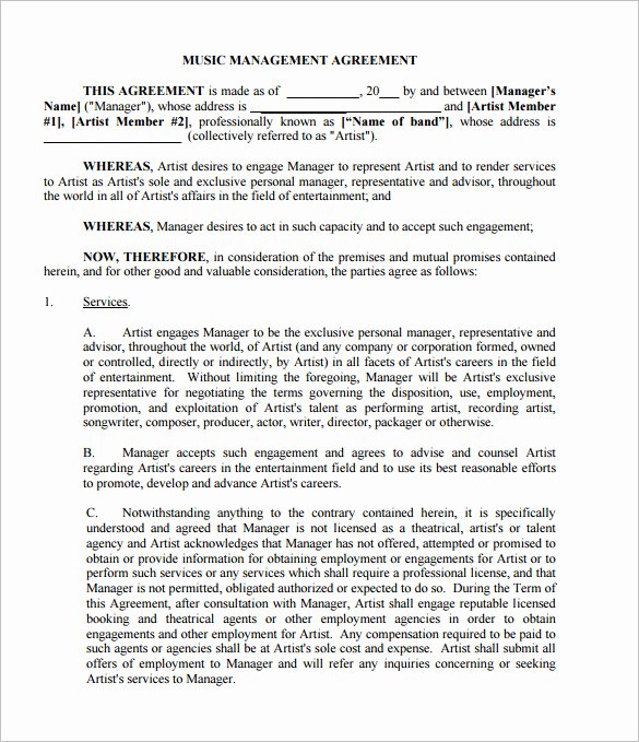 Music Artist Contract Template New 20 Music Contract Templates Word Pdf Google Docs
