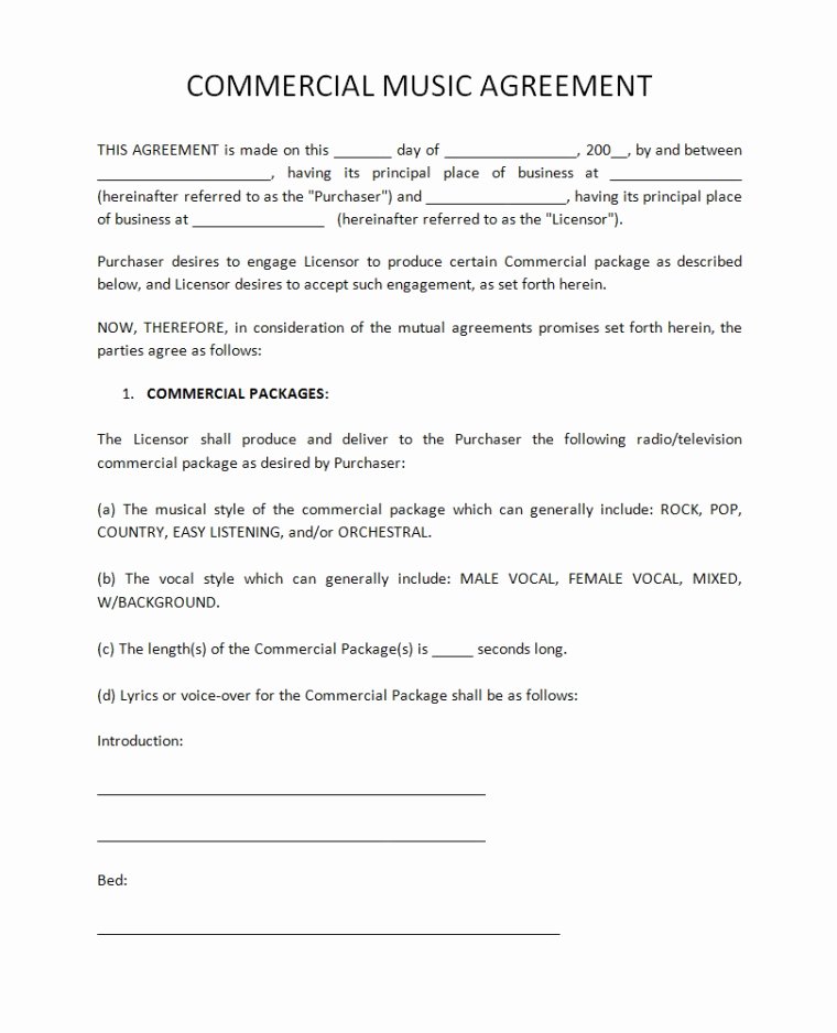 Music Artist Contract Template New Record Label Agreements