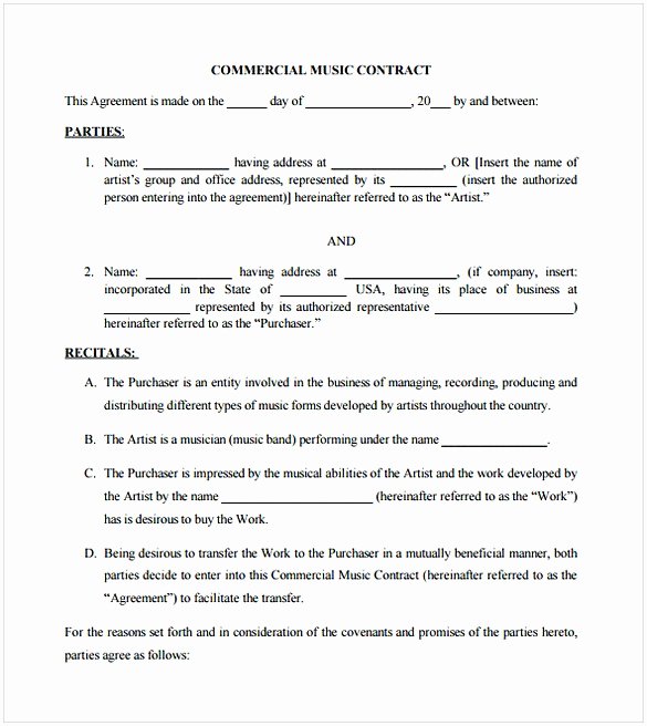 Music Performance Contract Template Unique Music Contract Template