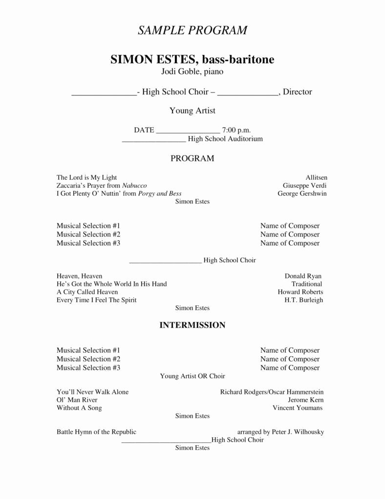 Musical Program Template Unique 7 Concert Program Templates Pdf