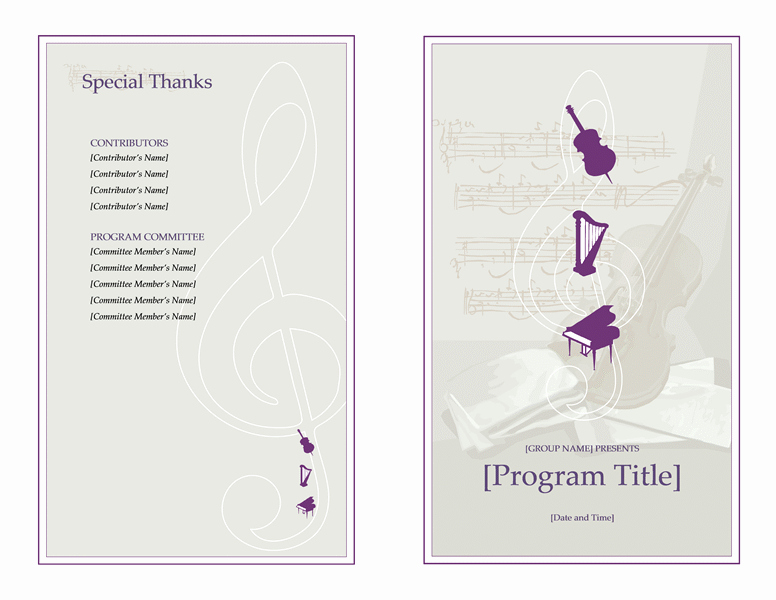 Musical Program Templates Elegant Programs Fice