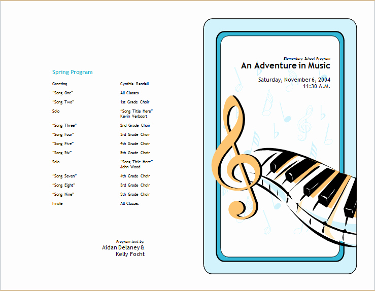 Musical Program Templates Inspirational School Concert event Brochure Template