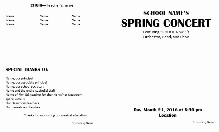 Musical Program Templates Unique Teaching Elementary orchestra Template for A Concert