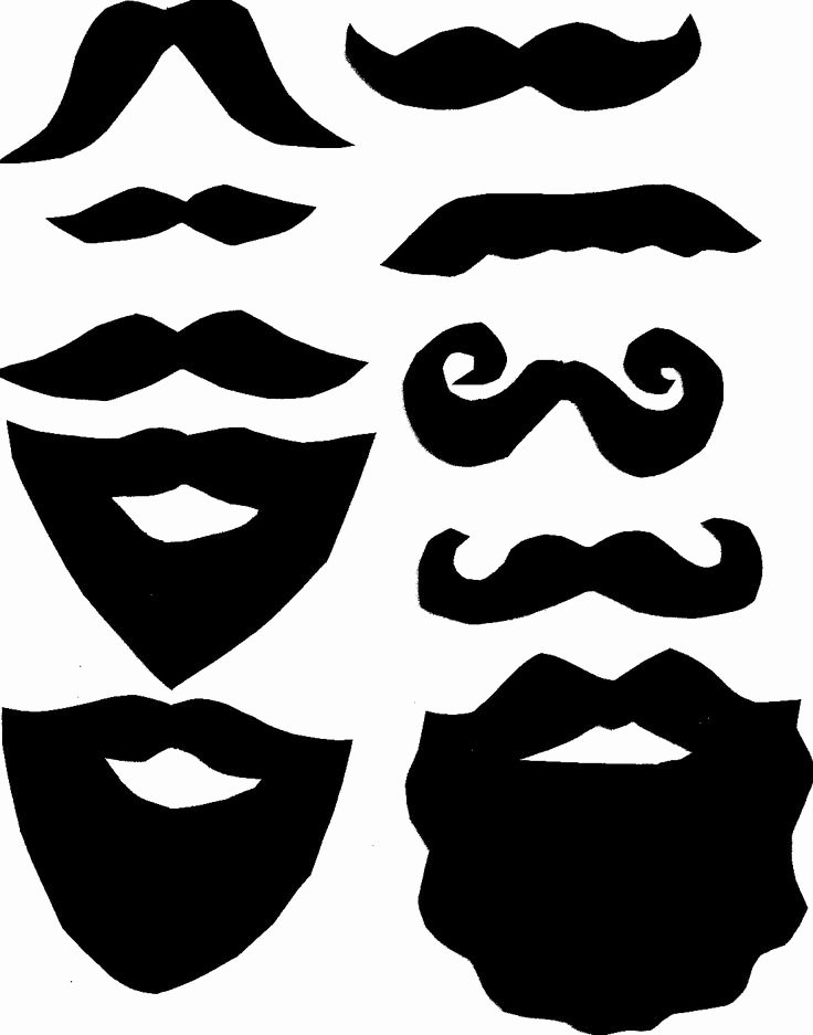 Mustache Cut Out Templates Fresh Beard Clipart Photo Booth Prop Pencil and In Color Beard