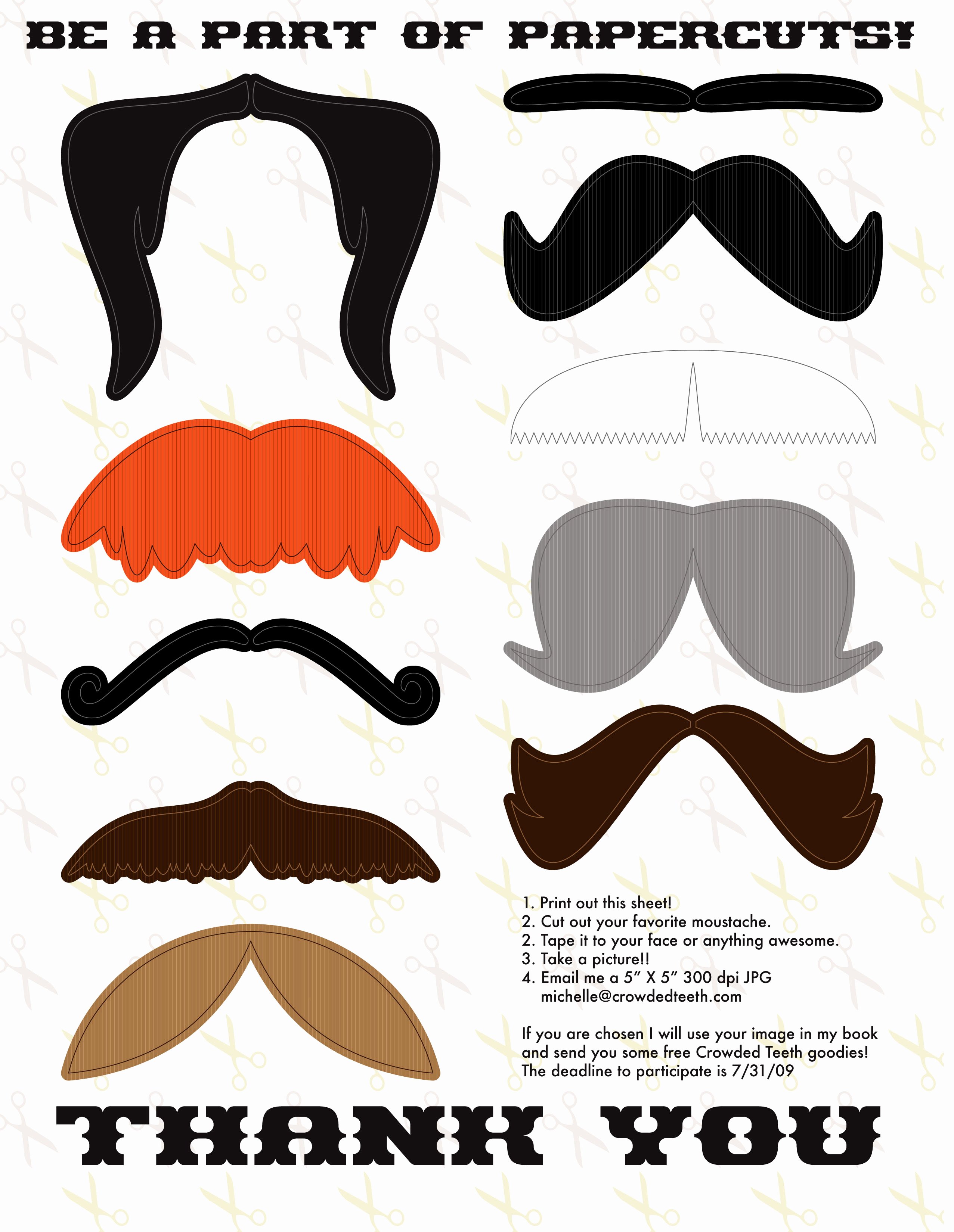 Mustache Cut Out Templates Inspirational Printable Moustache