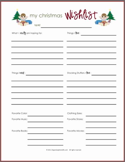 My Favorite Things List Template Beautiful Printable Christmas Gift Wish List Plus Lots Of Great