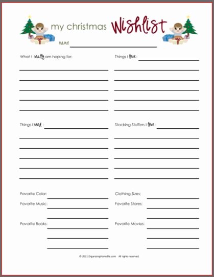 My Favorite Things List Template Beautiful Printable Christmas Gift Wish List Plus Lots Of Great