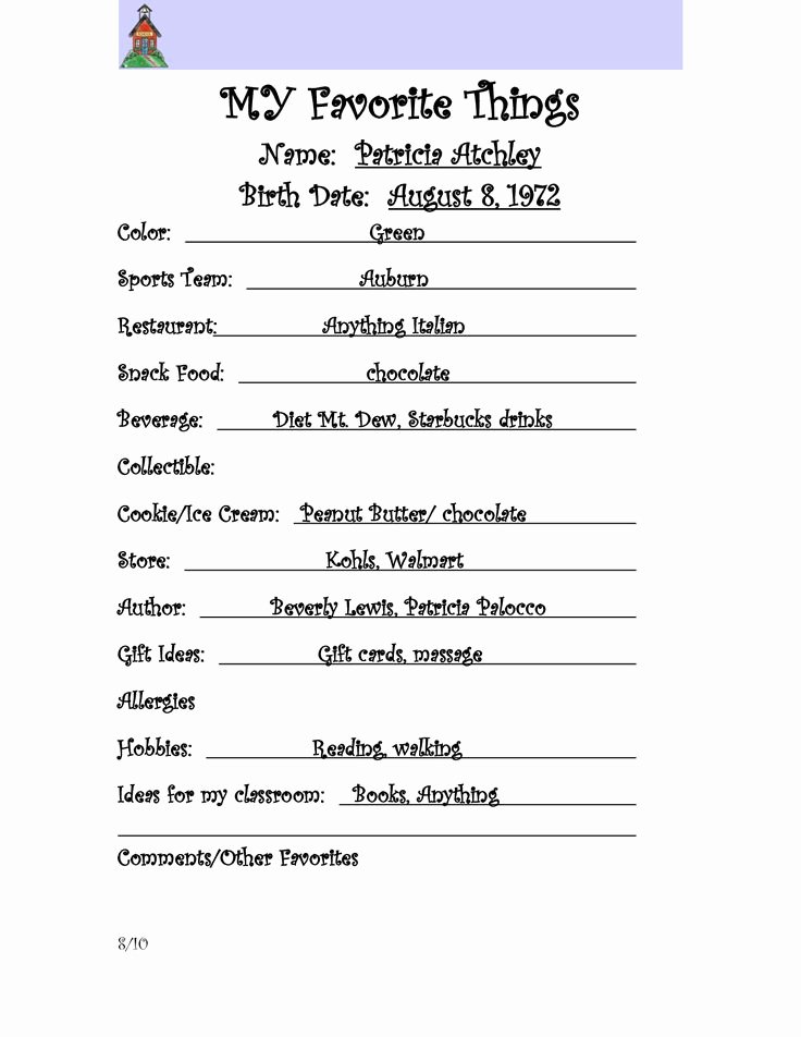 My Favorite Things List Template Inspirational My Favorite Things List Template
