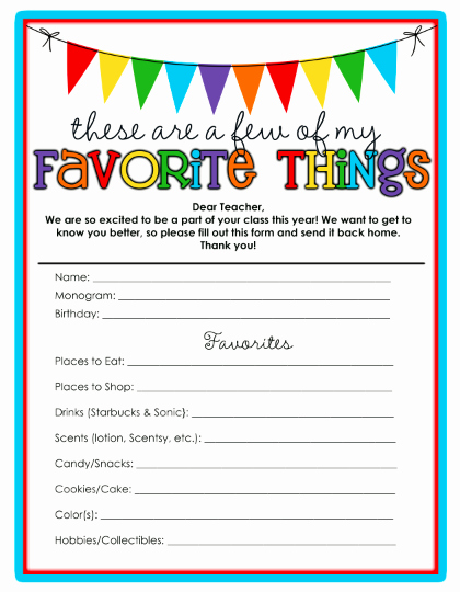 My Favorite Things List Template Luxury Life Sweet Life Teacher S Favorite Things Template