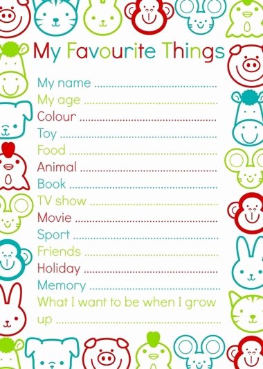 My Favorite Things List Template New My Favourite Things Template to Interview Your Child