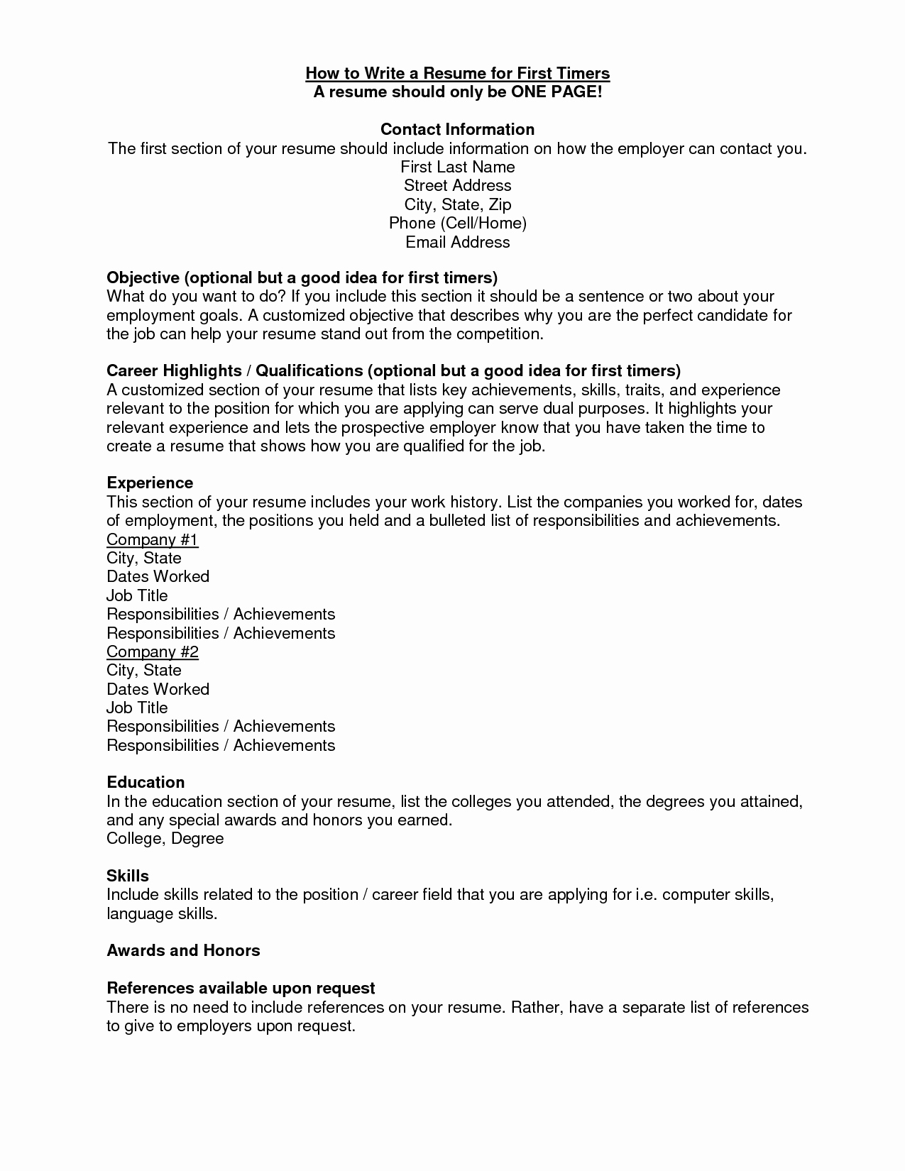 My First Job Experience Essay New First Resume