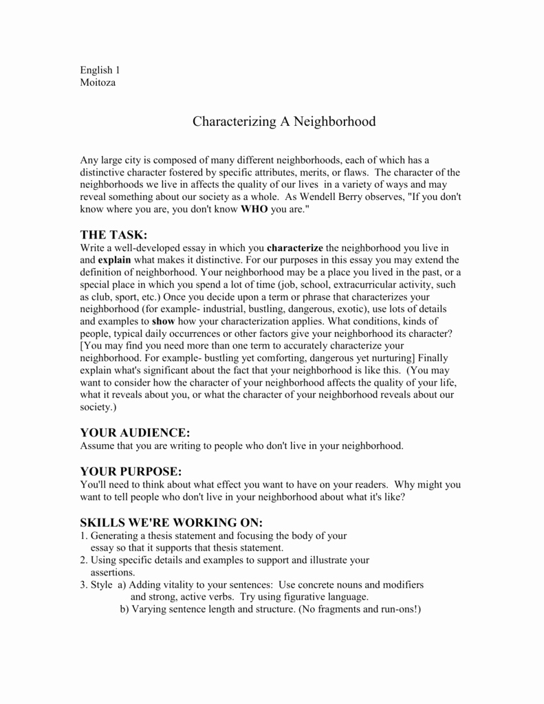 My Neighborhood Essay Example Elegant ️ Writing Essay About A Neighborhood Writing 3 My